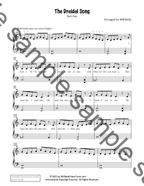 The Dreidel Song - Piano Sheet Music